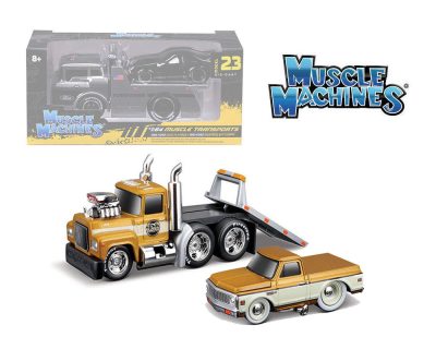 Muscle Machines 1:64 Mack Flatbed & 1972 Chevrolet C10 Pickup