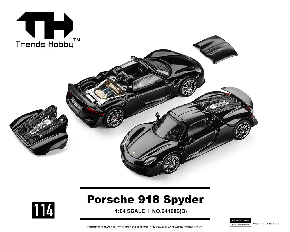 (Preorder) Trends Hobby 1:64 Porsche 918 Spyder – Black – Limited Edition