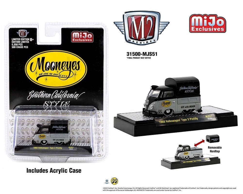 M2 Machines 1:64 Mijo Exclusives 1960 Custom Volkswagen Short Pickup with Canvas Cover Mooneye’s Limited Edition