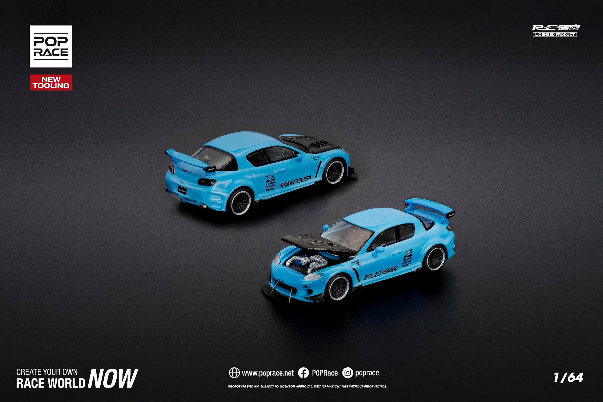 Pop Race PR640270 MAZDA RX-8 RE-AMEMIYA - LIGHT BLUE (NEW TOOLING)