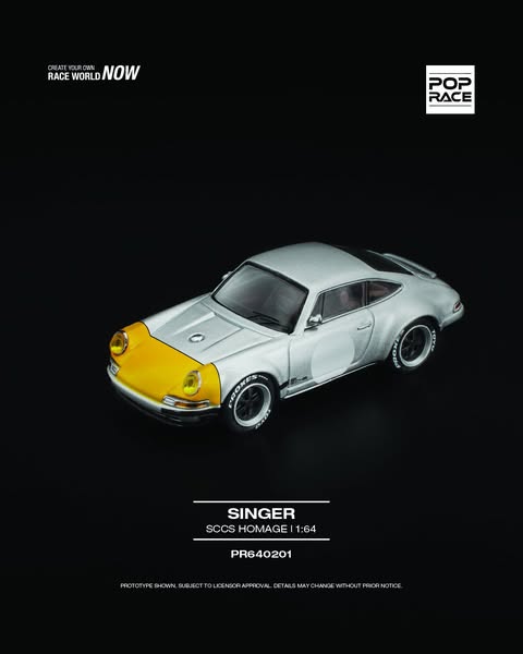 Pop Race PR640201 Porsche SINGER 911 SCCS HOMAGE YELLOW/SILVER