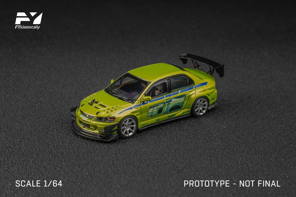 FINCLASSICALLY 1:64 Diecast Model Mitsubishi Lancer Evolution 9 A. Green Fast & Furious