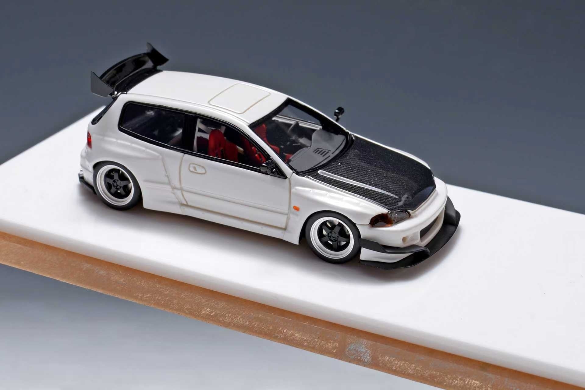 YM Model 1:64 Resin Model Pandem Civic EG4 K20 Carbon-Hood Color: White