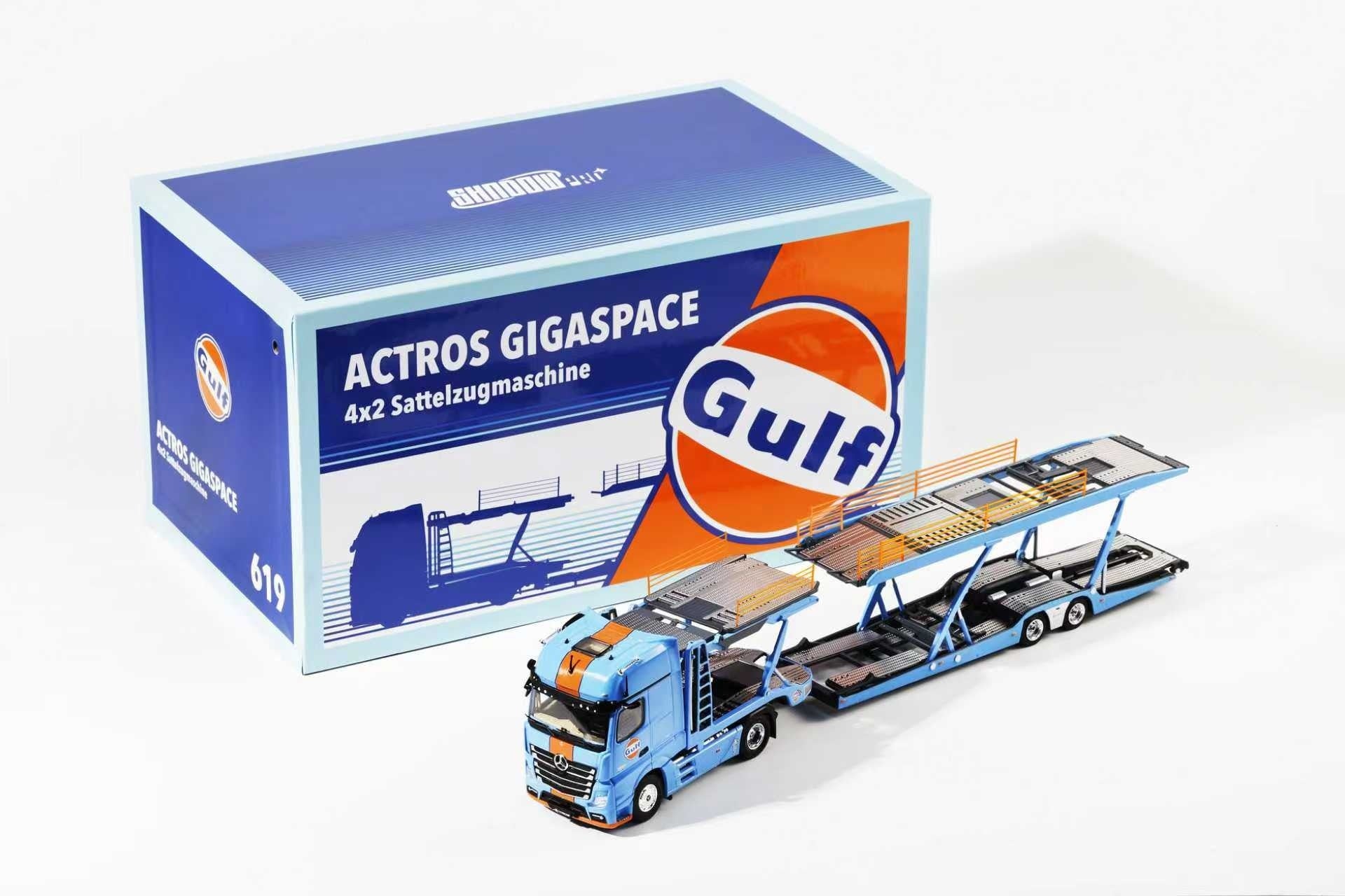 Shadow Pro 1:64 Diecast Model Actros Double Deck Trailer Gulf Livery(619)