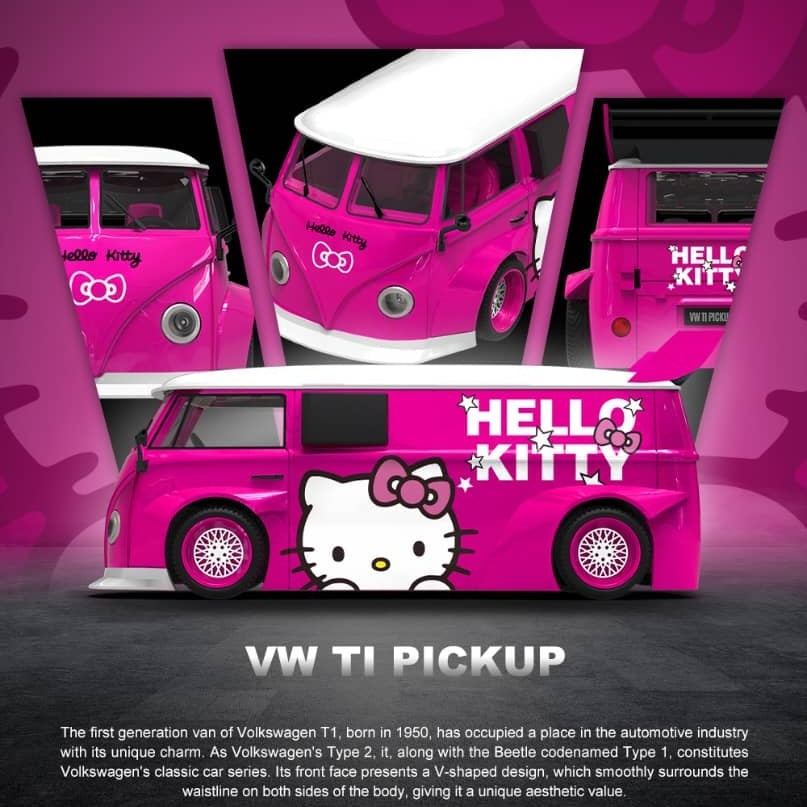 Cool Car CC 1:64 Diecast Model VW T1 Wide Body Dark Pink