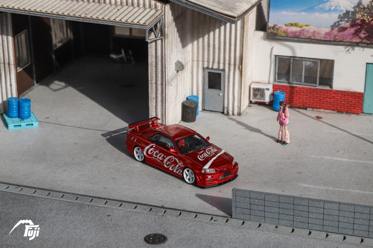 Fuji 1:64 Diecast Model Skyline GT-R R34 Z-Tune Coca Cola Livery