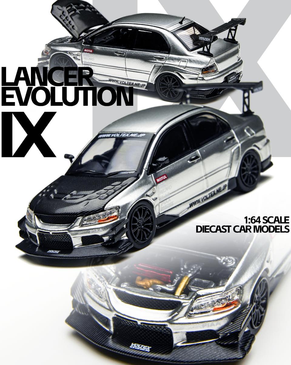 Time Micro 1/64 EVO 9 LANCER EVOLUTION Diecast Car Model TM800213 Silver