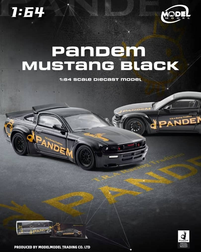 ModelModel MM 1:64 Diecast Model Pandem Licensed Product - Pandem Rocket Bunny Mustang Mk5 S197 Color: Black