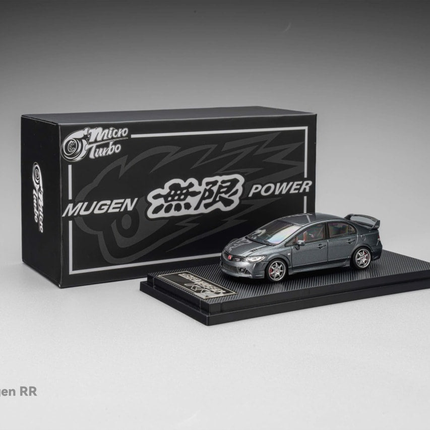 MicroTurbo MT 1:64 Diecast Model Civic FD2,Mugen RR Modified. *Open-Hood丨Visible Engine* Metallic Grey(MT6411A2)