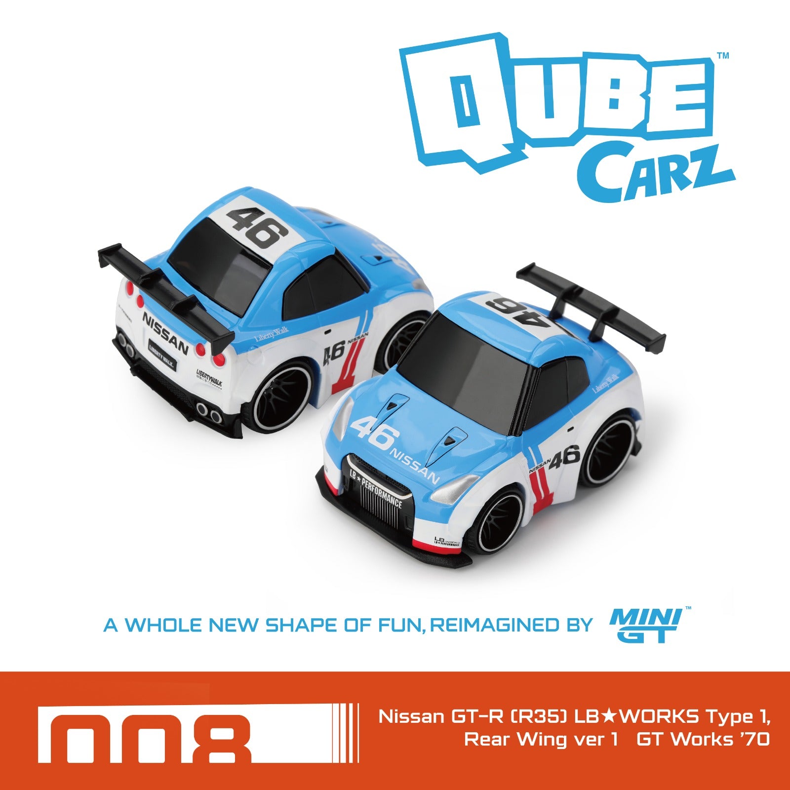 QZ00302-BL Nissan GT-R (R35) LB★WORKS Type 1, Rear Wing ver 2 Baby Blue /Blister packaging