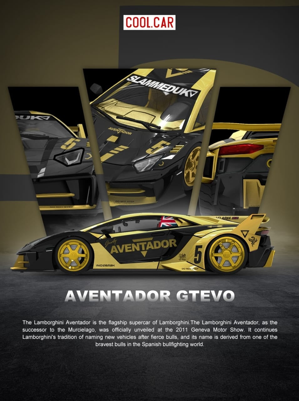 Cool Car 1:64 Diecast Model LP700-4 Aventador GT Evo Black-Gold V5 Livery(CC643831)