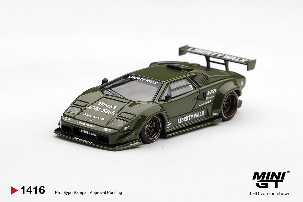 MiniGT #1416 Lamborghini Countach LB-WORKS Army Green