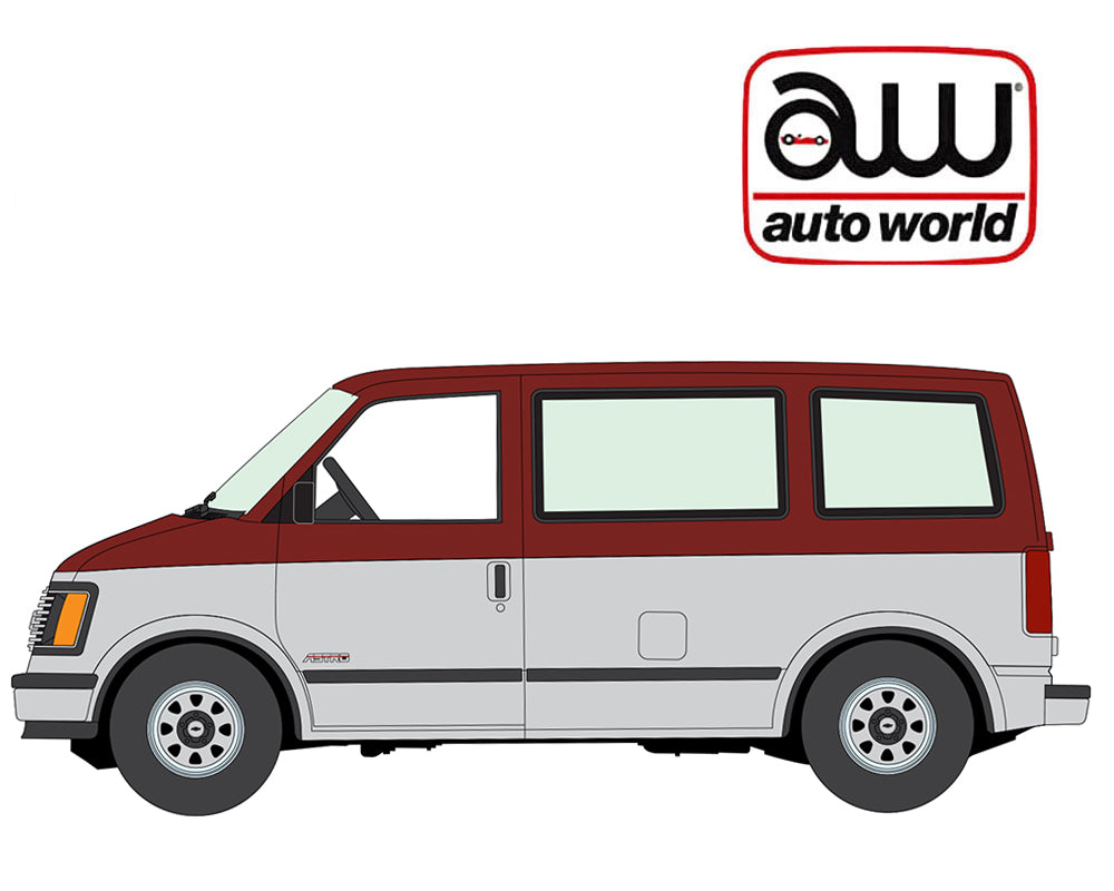 (Preorder) Auto World 1:64 2026 Premium Release 4A – 1985 Chevrolet Astro Van – Maroon with Silver