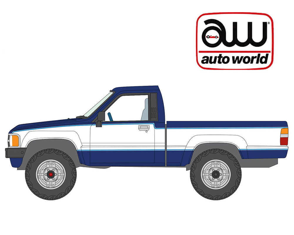 (Preorder) Auto World 1:64 2026 Premium Release 5A – 1984 Toyota SR5 Pickup Truck – Dark Blue Metallic & White