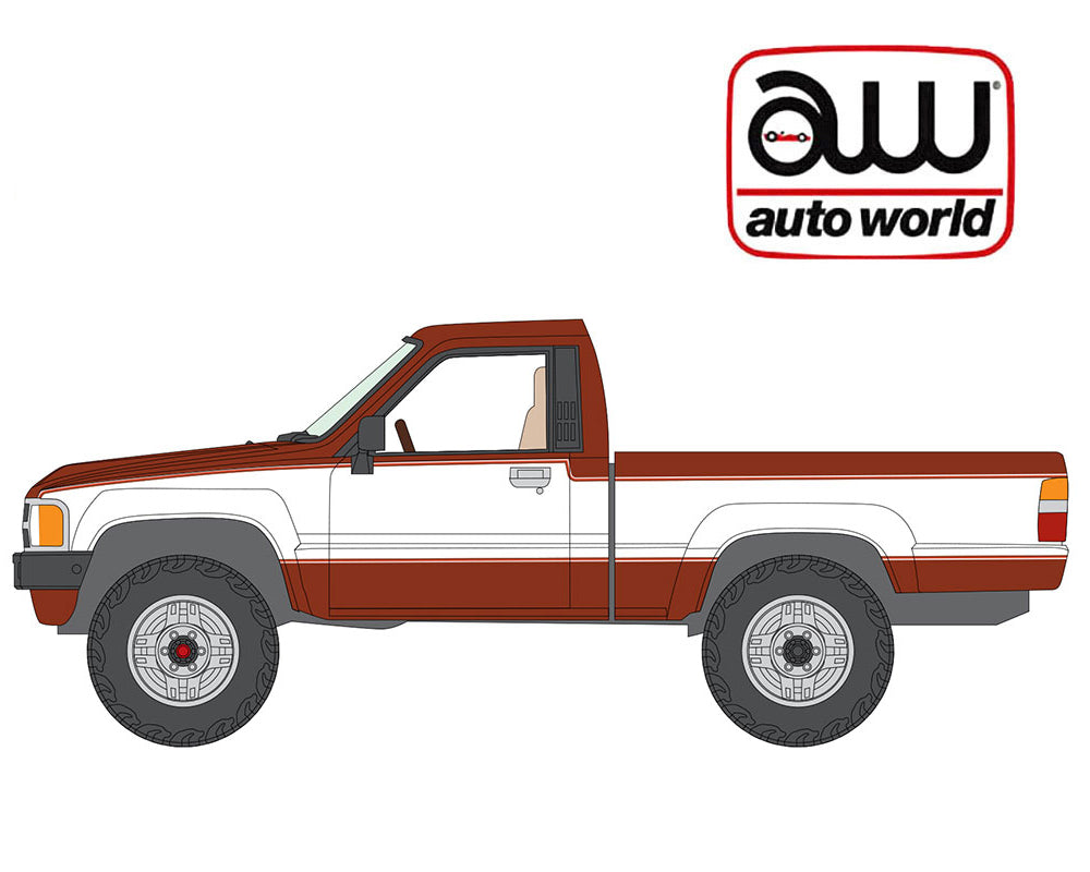 (Preorder) Auto World 1:64 2026 Premium Release 5B – 1984 Toyota SR5 Pickup Truck – Copper Metallic & White