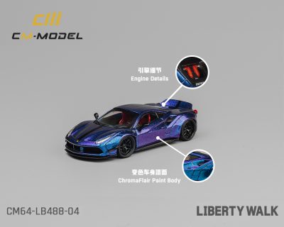 (Preorder) CM MODEL 1:64 LBWK Liberty Walk 488 Widebody – Magic Purple – Limited Edition