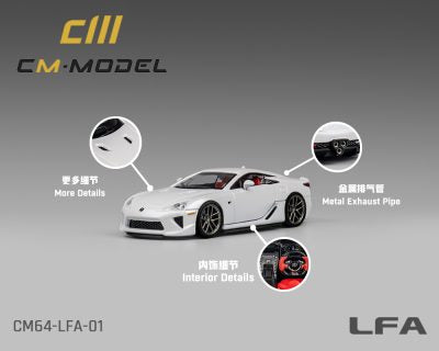 (Preorder) CM MODEL 1:64 Lexus LFA -Pearl White – Limited Edition