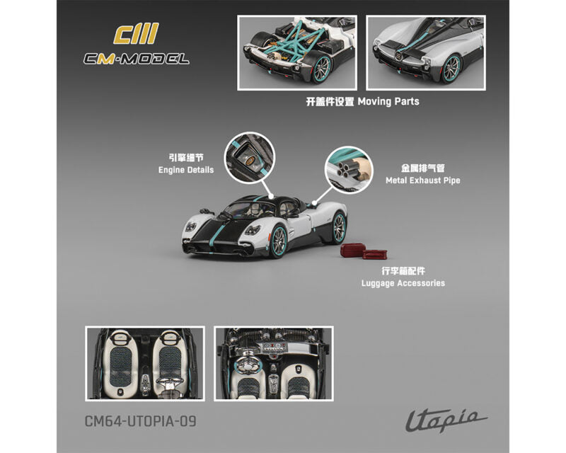 (Preorder) CM Model 1:64 Pagani HuayraTricolor Carbon – Blue – Limited Edition