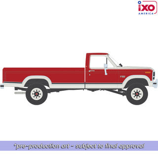 IXO 1:64 1984 Ford F-250 XLT Lariat Long Bed Styleside 4x4 - Victoria Tu-Tone Bright Canyon Red with Wimbledon White