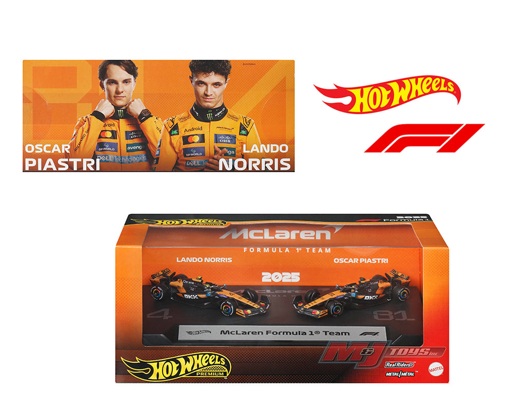 (Preorder) Hot Wheels 1:64 F1 2-Pack 2025 Racing Premium Team McLaren Oscar Piastri #81 / Lando Norris #4