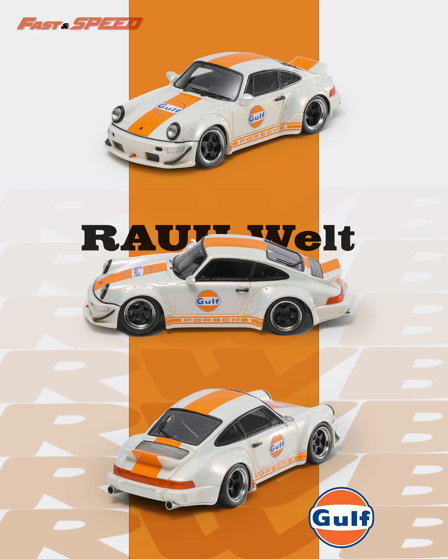 Fast Speed 1:64 Porsche Rauh-Welt RWB964 Wide-Body Modified - Gulf