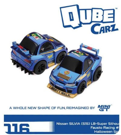MiniGt QubeCarz QZ00504-BL - Nissan SILVIA (S15) LB-Super Silhouette Fausto Racing #555 Halloween Special