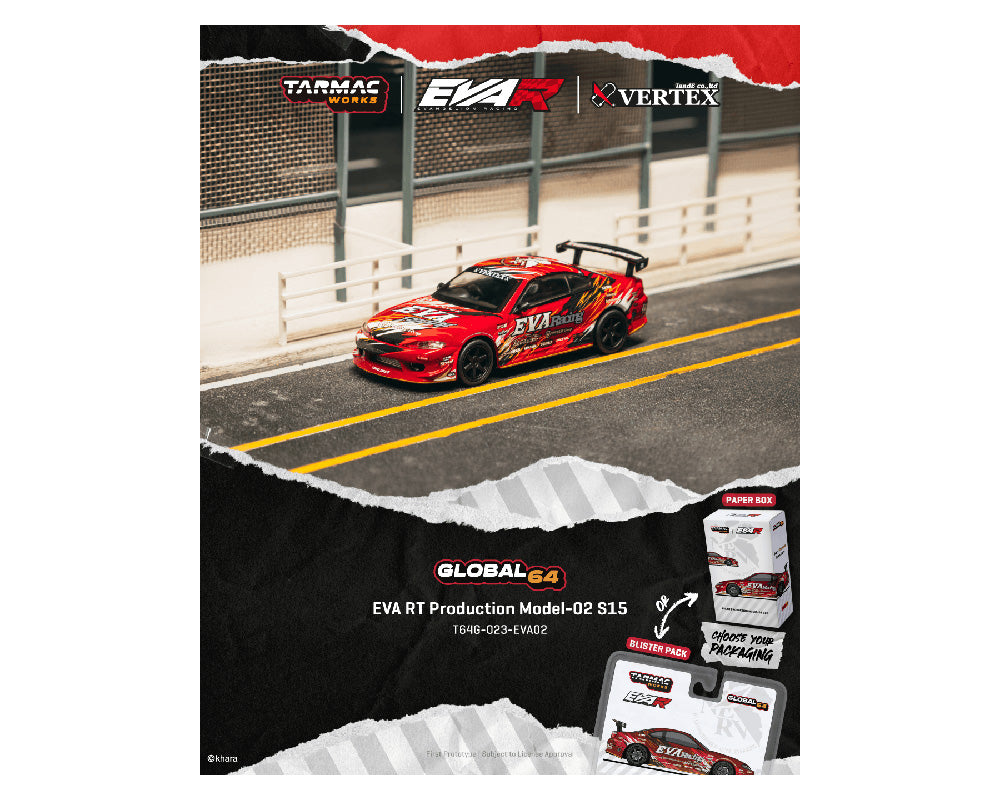 (Preorder) Tarmac Works 1:64 EVA RT Production Model-02 Nissan S15 – Vertex – Global64