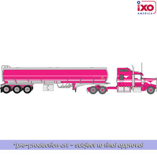 IXO 1:64 1990 Kenworth W900 with Tri Axle Petroleum Tanker - Pink