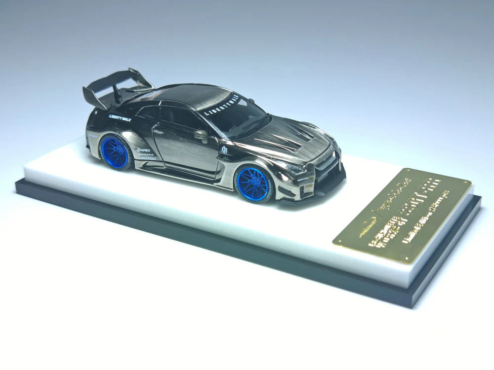 Model Collect MC 1:64 Diecast Model GT-R R35 2020 LB,Silhouette Works GT 35GT-RR Color: Chrome Black Brushed