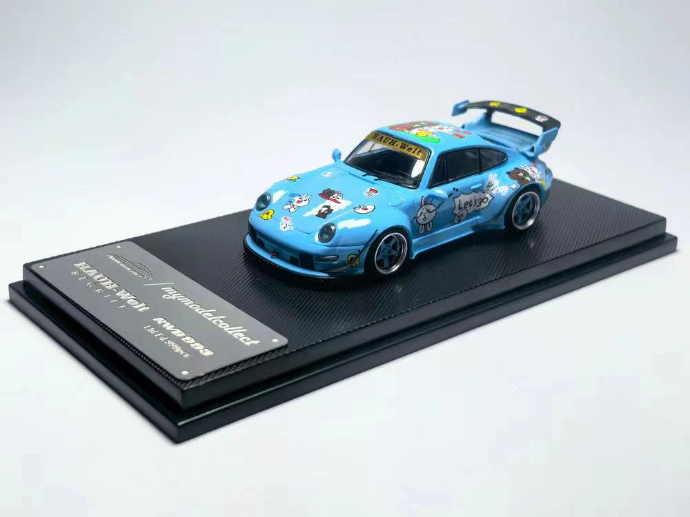 Model Collect 1:64 Porsche RWB993 High Wing Line Friends Cartoon Blue Livery MC640023I