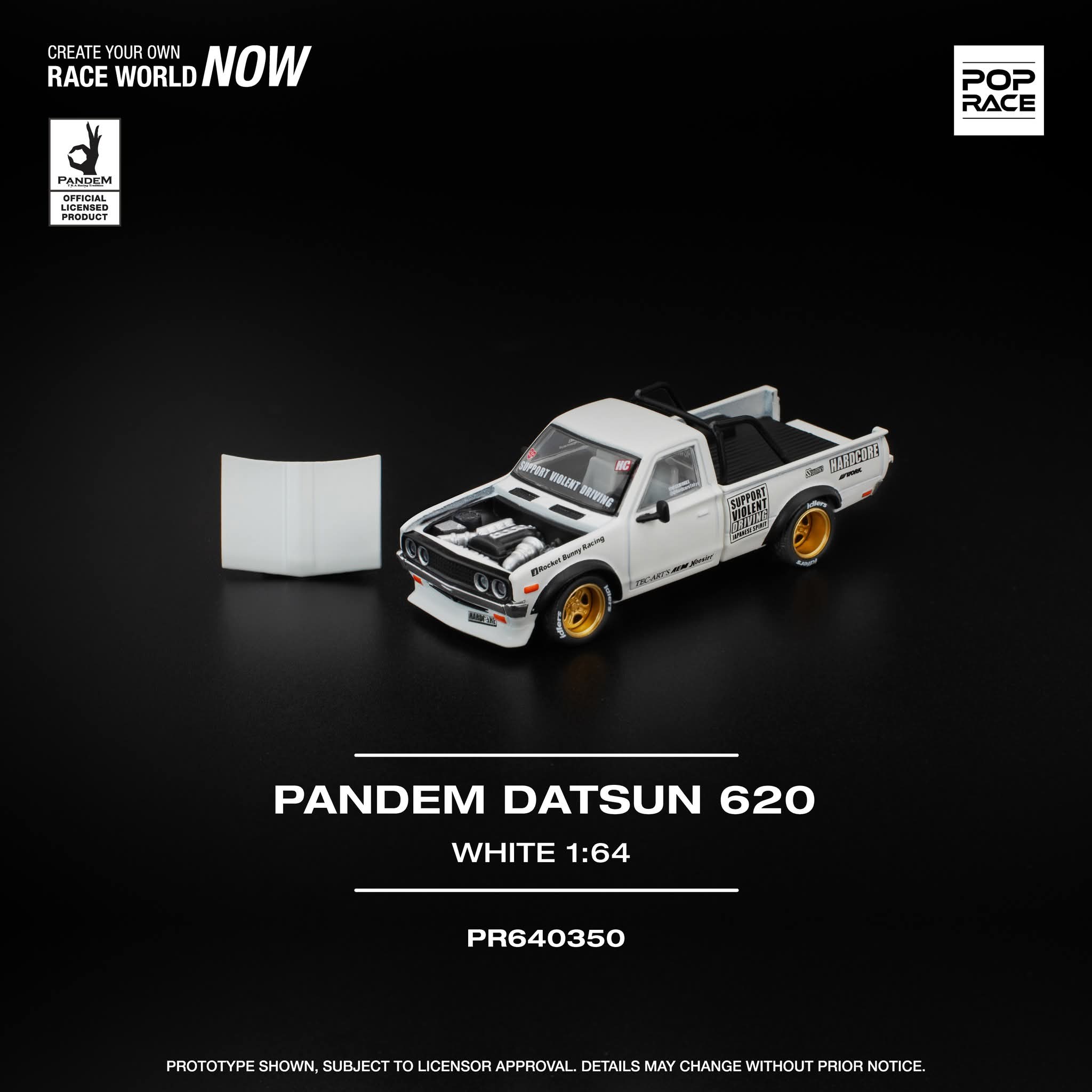 Pop Race PR640350 PANDEM DATSUN 620 WHITE