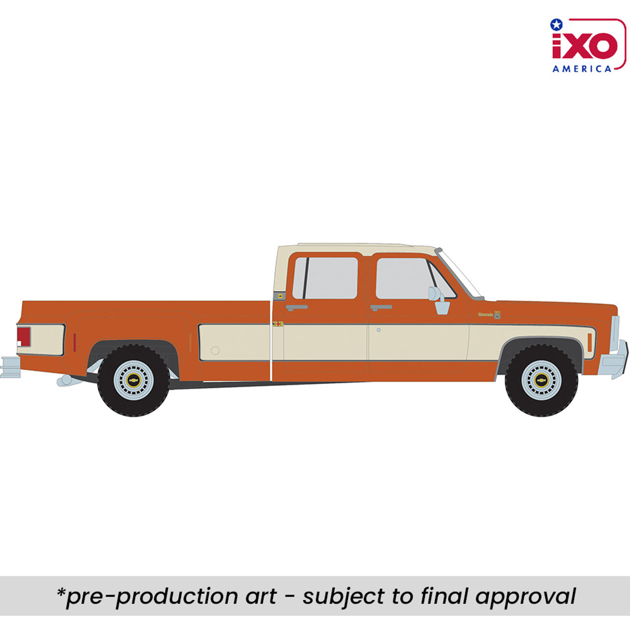 IXO 1:64 1975 Chevrolet K30 Crew Dab Dually - Grecian Bronze and Santa Fe Tan Deluxe Two-Tone