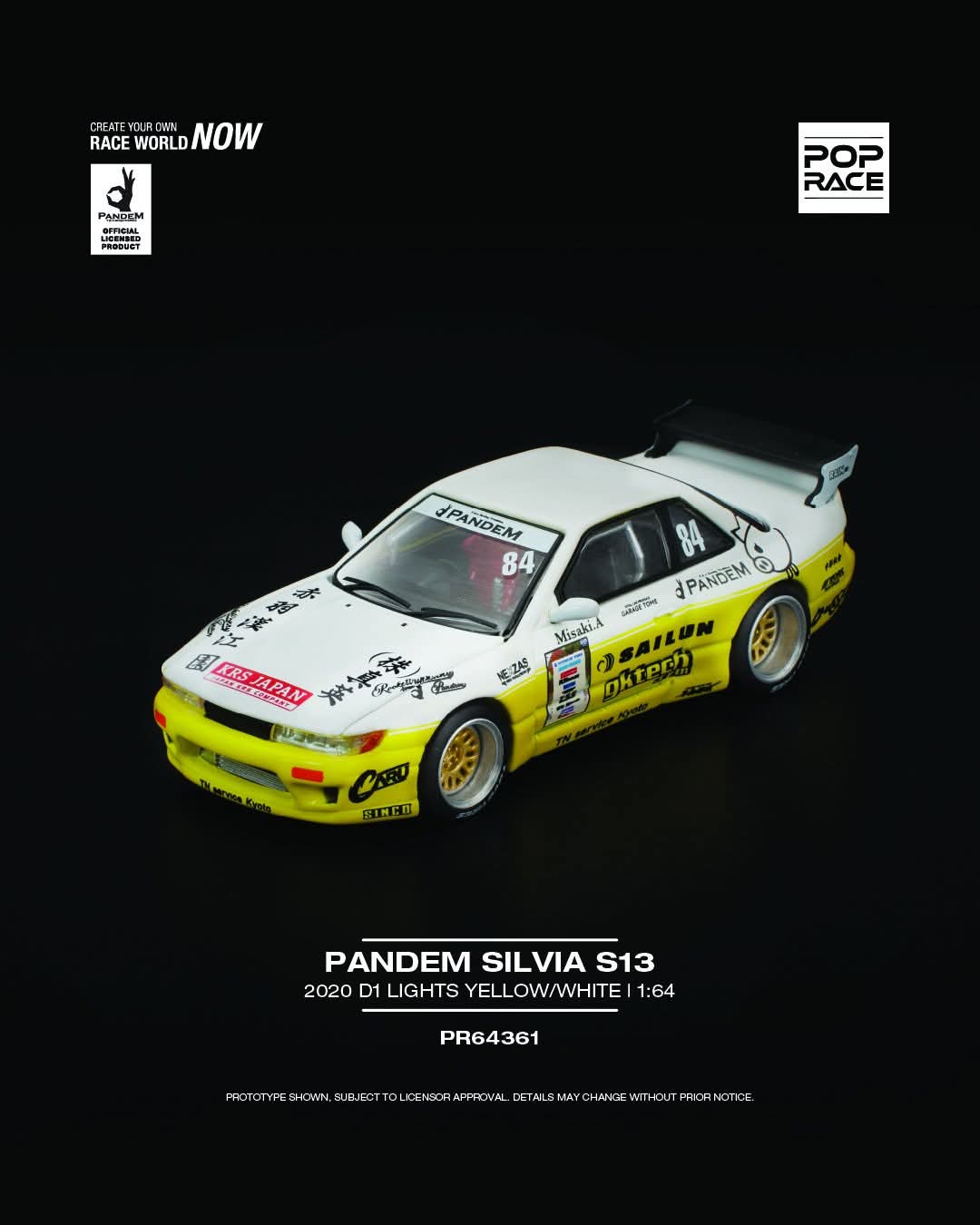 Pop Race PR640361 PANDEM SILVIA S13 2020 D1 LIGHTS YELLOW/WHITE