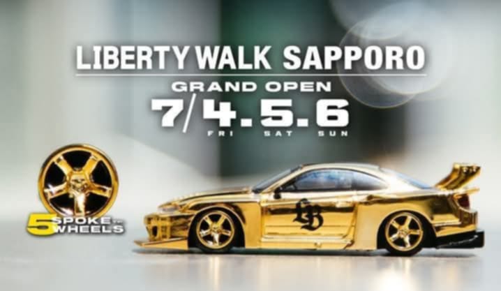 Liberty Walk Sapporo Mini GT Gold Chrome Exclusive Grand Opening