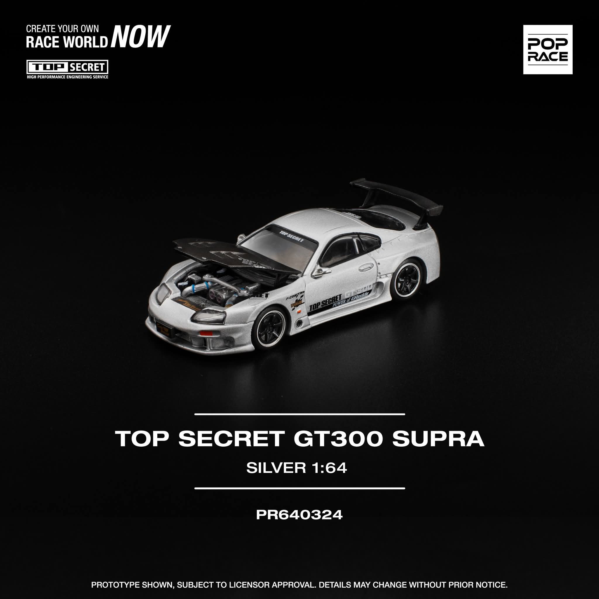 Pop Race PR640324 TOP SECRET GT300 SUPRA SILVER