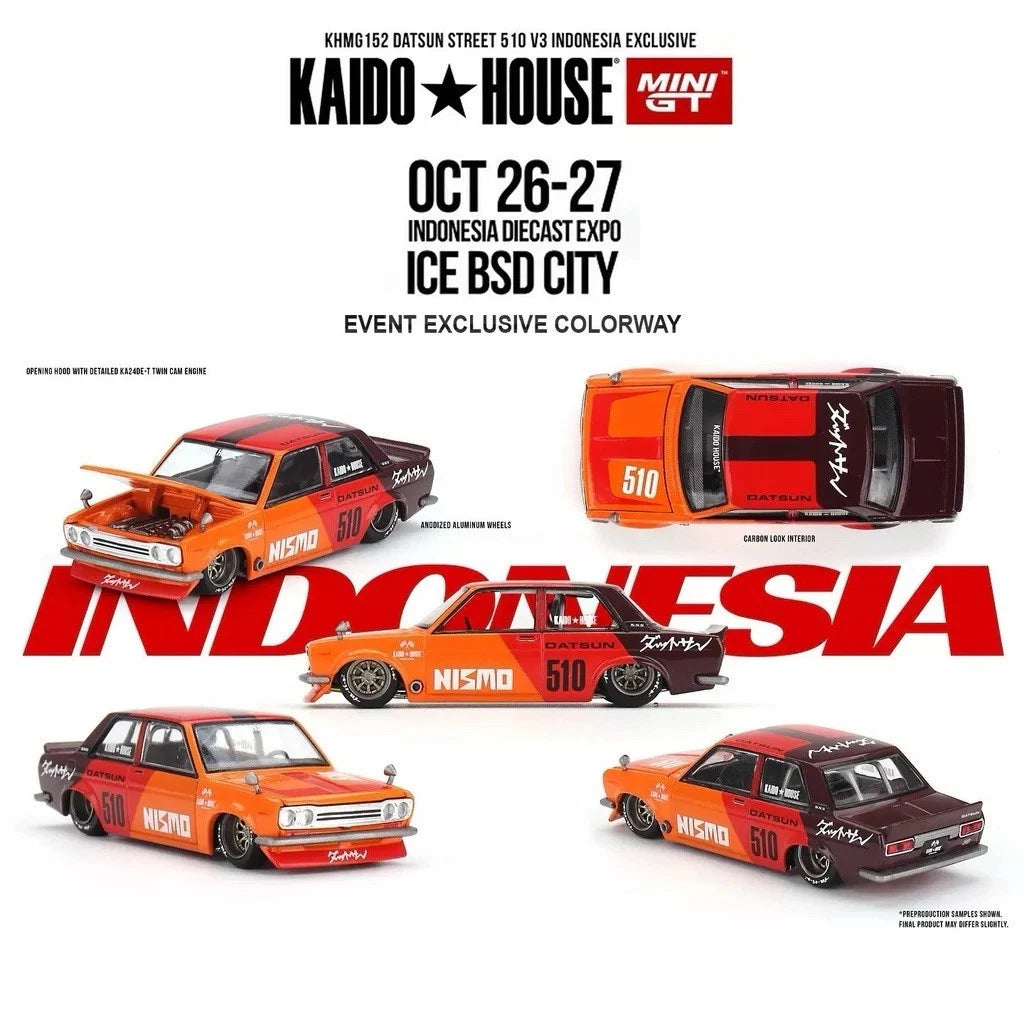 Mini-GT Kaido House Indonesia Expo Exclusive: DATSUN 510 V3 SEALED #KHMG152