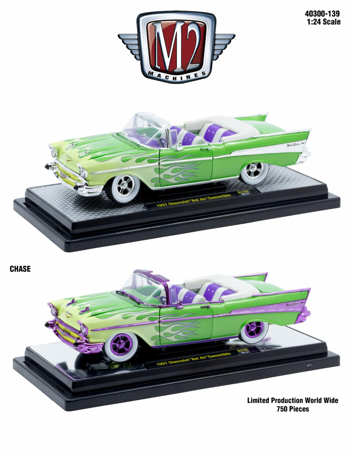 M2 1/24 24 Scale (40300-139) A - 1957 Chevrolet Bel Air Convertible