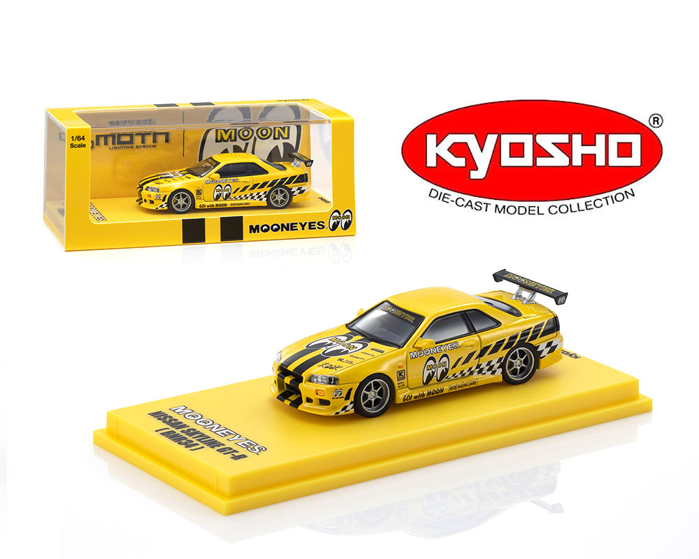 (Preorder) Kyosho 1:64 Nissan GT-R (R-34) Mooneye’s 2 with MOTN LED Base Compatible – Bright Yellow