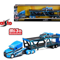 (Preorder) Maisto 1:64 Mijo Exclusives Mack Anthem / 1993 Chevrolet 454 SS Pick-Up Truck – Blue – Design Transporters
