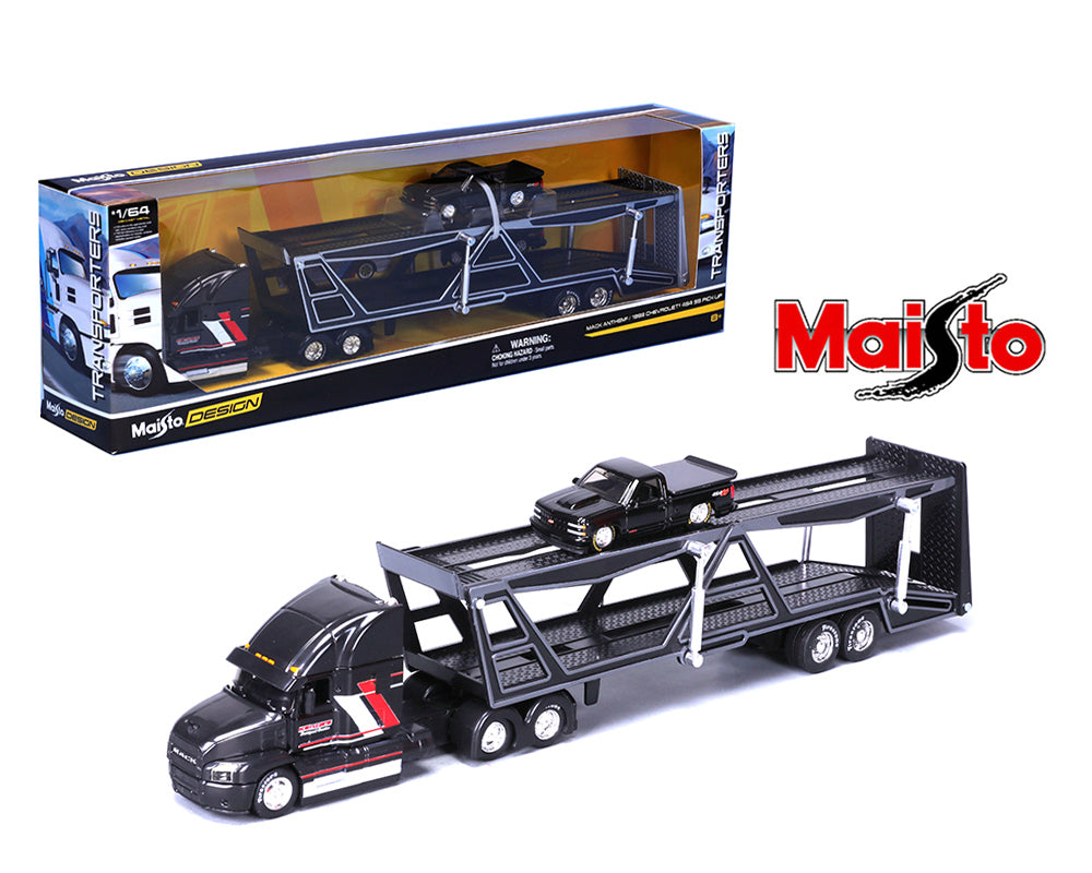 Maisto 1:64 Mack Transporter Open Trailer w/ 1993 Chevrolet 454 SS