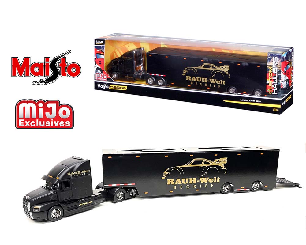 (Preorder) Maisto 1:64 Mack Anthem Enclosed Transporter RWB -Design Custom Hauler – Mijo Exclusives