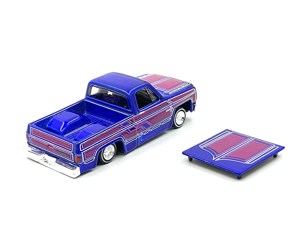 Maisto 1:64 1987 Chevrolet 1500 Lowriders – Metallic Blue – Design Lowriders – MiJo Exclusives Limited Edition 3,600 Pieces