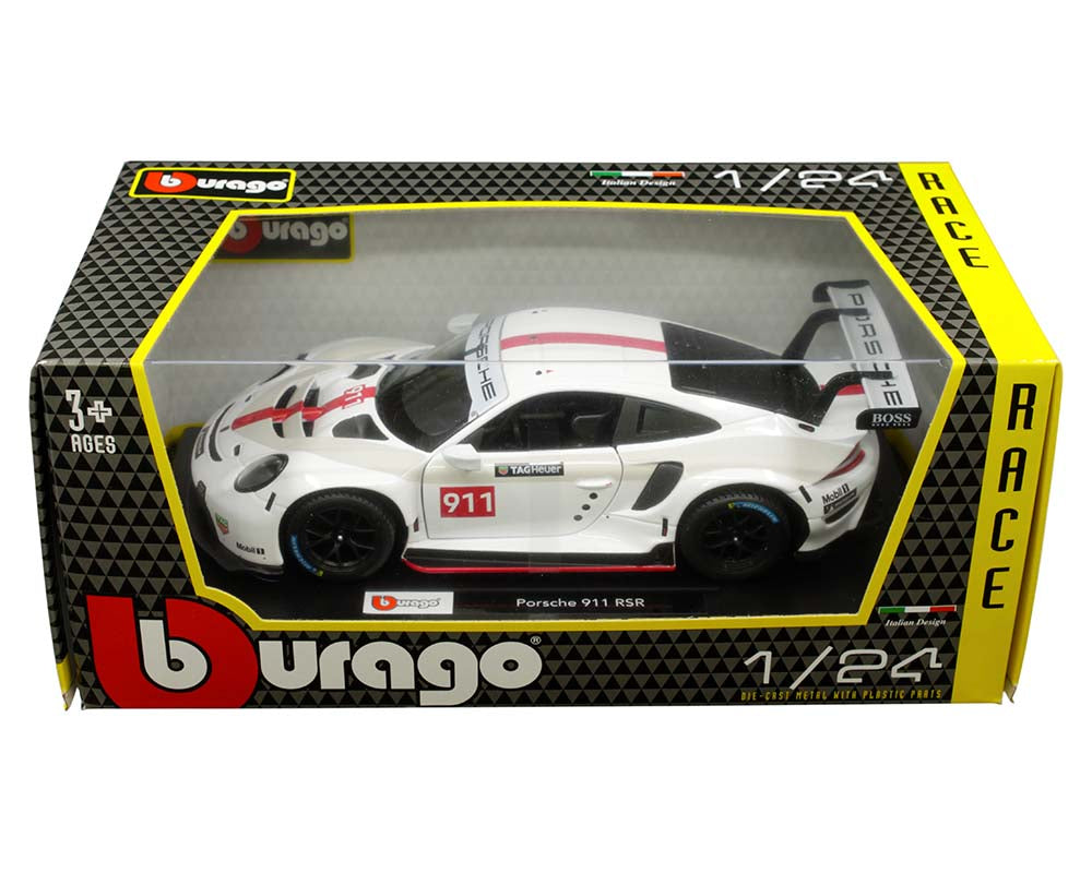 (Arriving Soon) Bburago 1:24 Porsche 911 RSR – White – Race Series