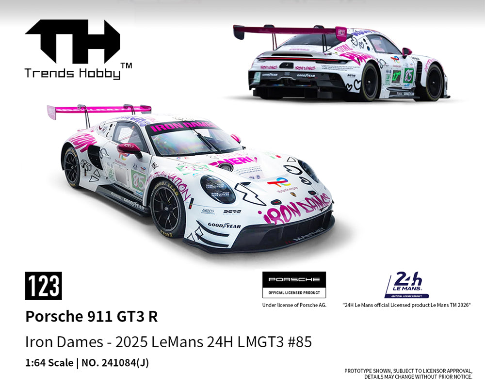 (Preorder) Trends Hobby 1:64 Porsche 911 GT3 R Iron Dames 2025 Le Mans 24H LMGT3 #85 – Limited Edition