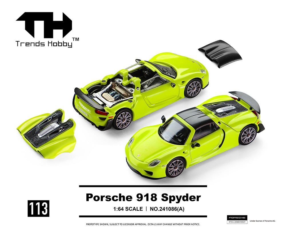 (Preorder) Trends Hobby 1:64 Porsche 918 Spyder – Acid Green – Limited Edition