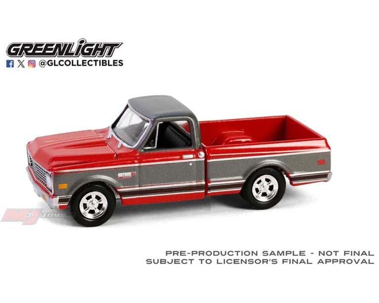 (Preorder) Greenlight 1:64 1972 Chevrolet Cheyenne C10 Short Bed – Red with Grey – Hobby Exclusive