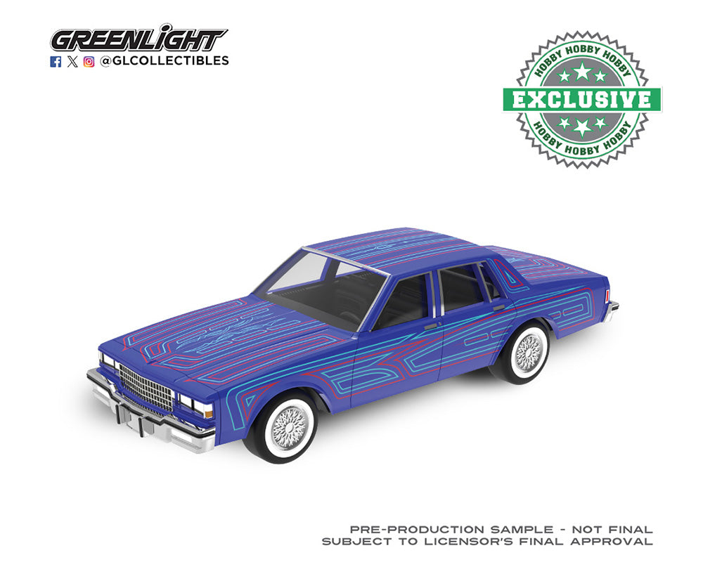 Greenlight 1:64 1986 Chevrolet Caprice Lowriders Sergio Rocha Collaboration – Blue – Hobby Exclusive