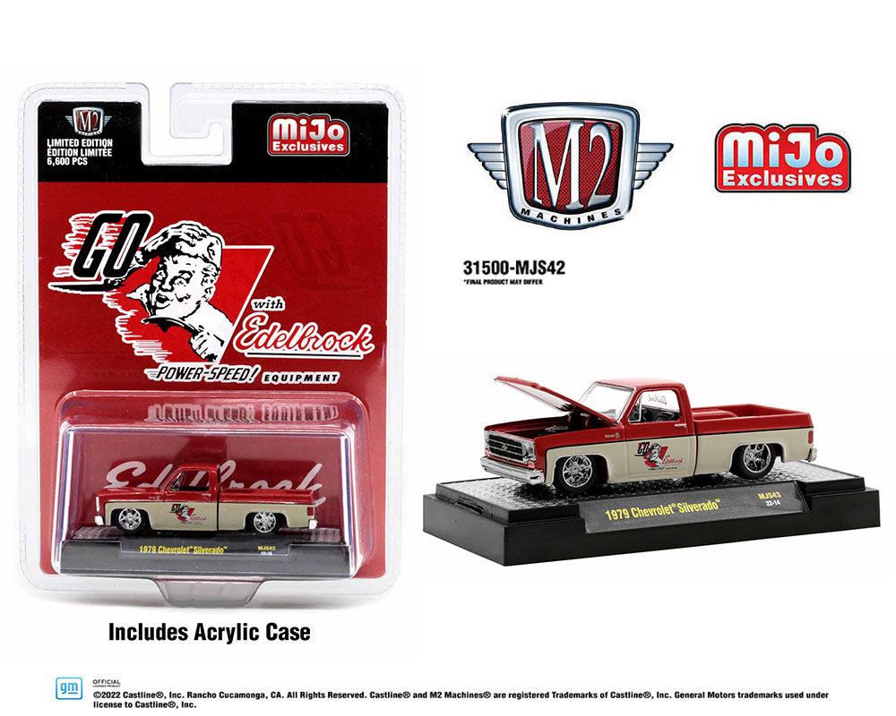 M2 Machines 1:64 Mijo Exclusive 1979 Chevrolet Silverado “Go With Edelbrock” Limited Edition