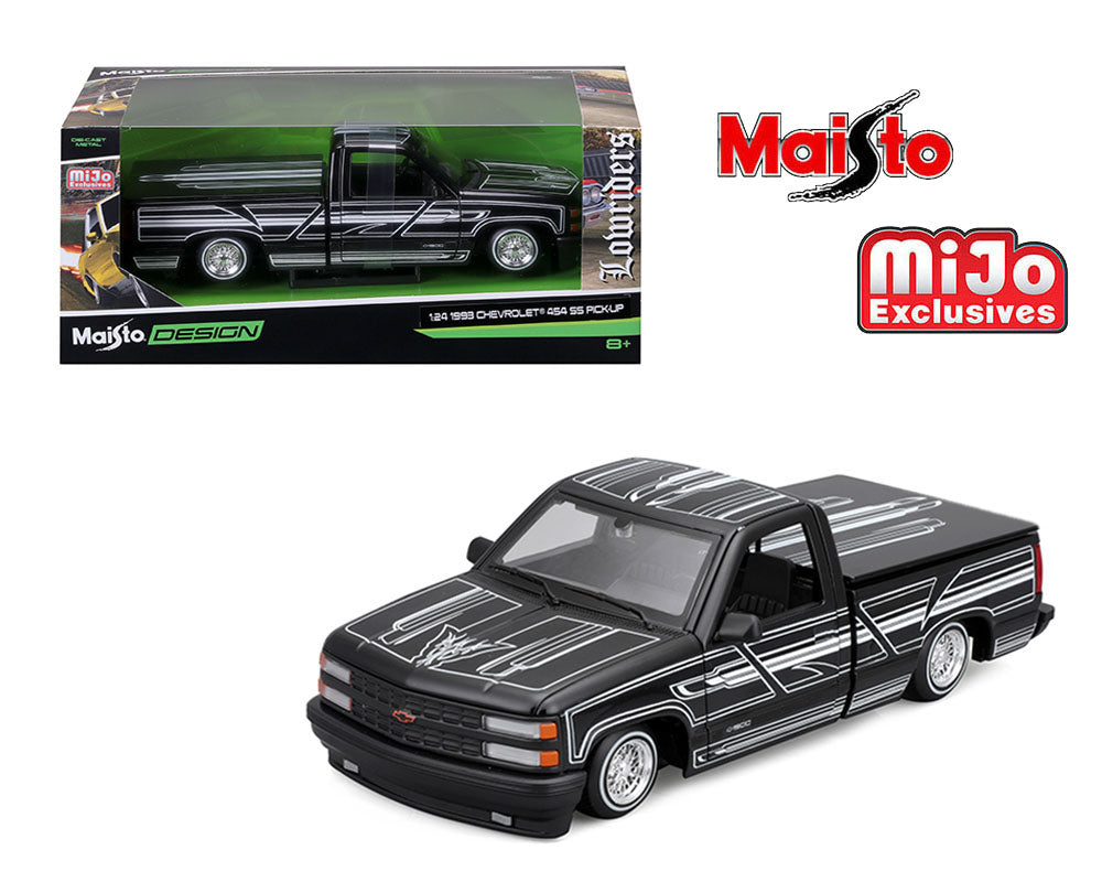 Maisto 1:24 1993 Chevrolet 454 SS Pickup Lowriders – Black – Design Lowriders – Mijo Exclusives