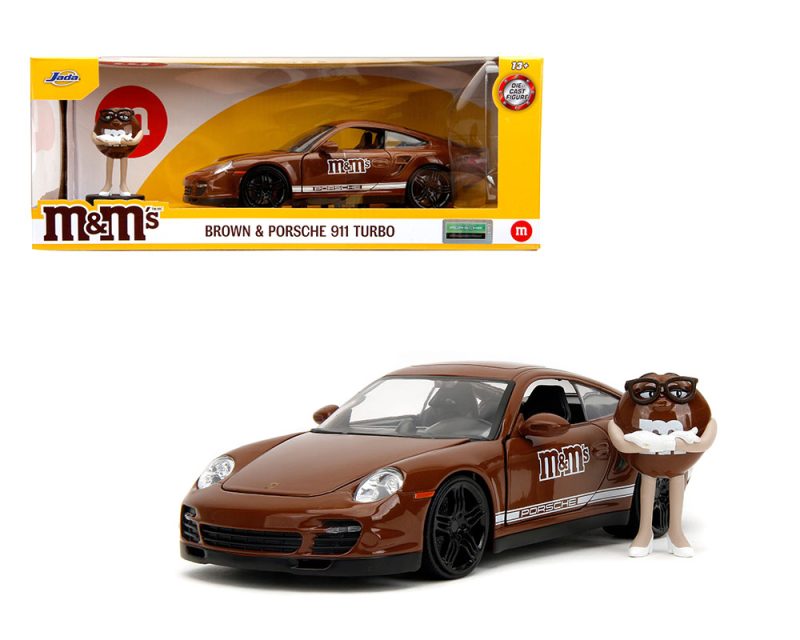 Jada 1:24 2007 Porsche 911 Turbo with Brown M&M Figure – M&M – Hollywood Rides